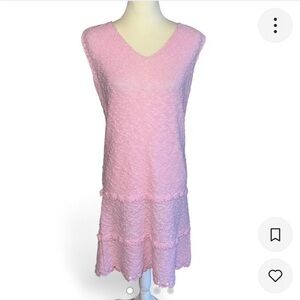 Vintage St John Knit Pink 1960/70s Mod Vneck Shift Dress Size Large